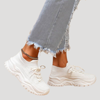 Dam Ortopediska Sneakers Snörning Stickad Ovandel Lätt Sula