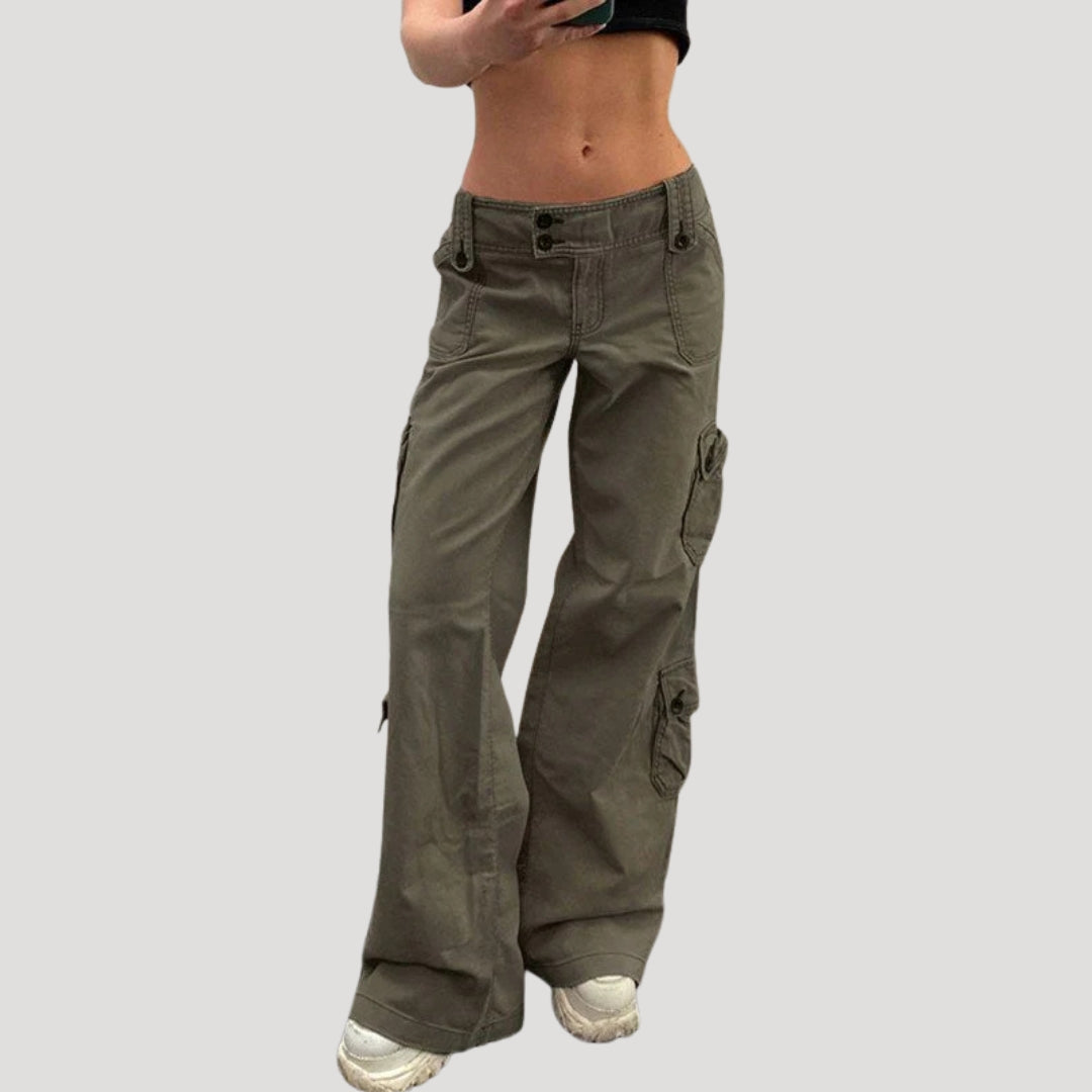 Dam baggy cargo byxor med låg midja