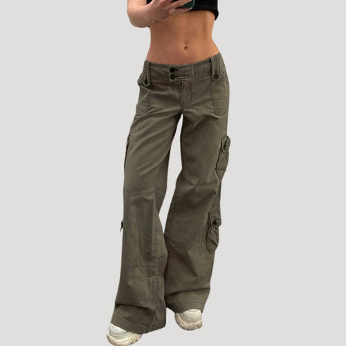 Dam baggy cargo byxor med låg midja