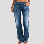 Dam baggy jeans straight distressed låg midja
