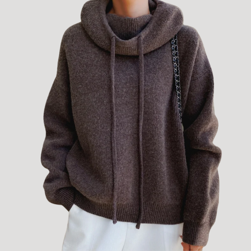 Dam Stickad Huvtröja Oversized Långärmad Vardagströja