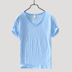 Herr v ringad t shirt med kort ärm slim fit stilren