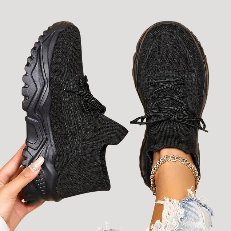 Dam Ortopediska Sneakers Snörning Stickad Ovandel Lätt Sula