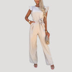 Dam jumpsuit med volangärm och knytband i midjan elegant