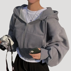 Dam Dragkedjehoodie Oversized Långärmad Loungekläder