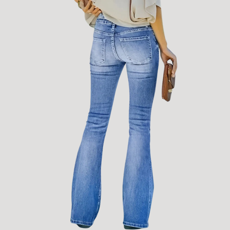 Dam Bootcut Jeans Hög Midja Utsvängd Passform