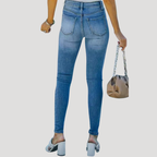 Dam Skinny Jeans Medelhög Midja Ljusblå Denim