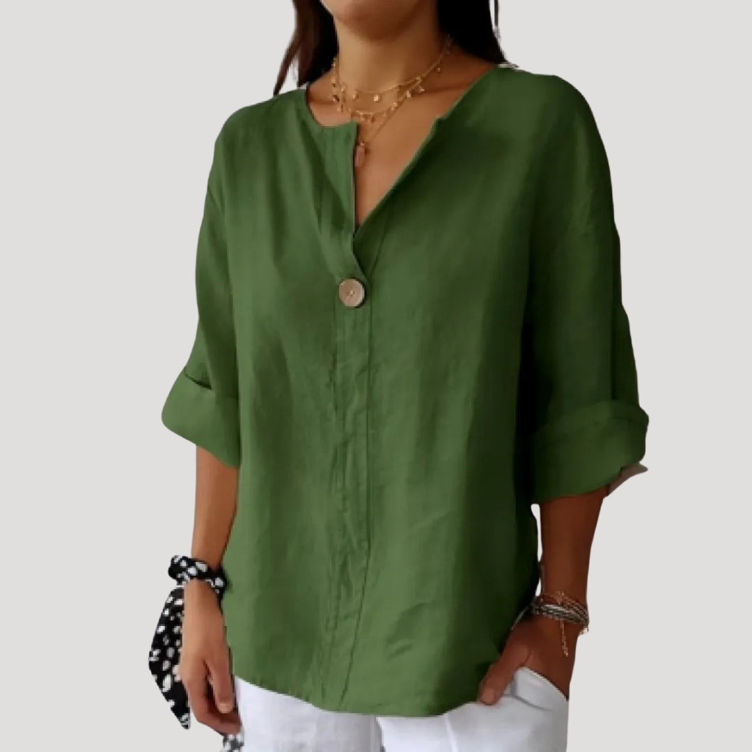 Dam snygga blusar kortärmad lös passform med knapp
