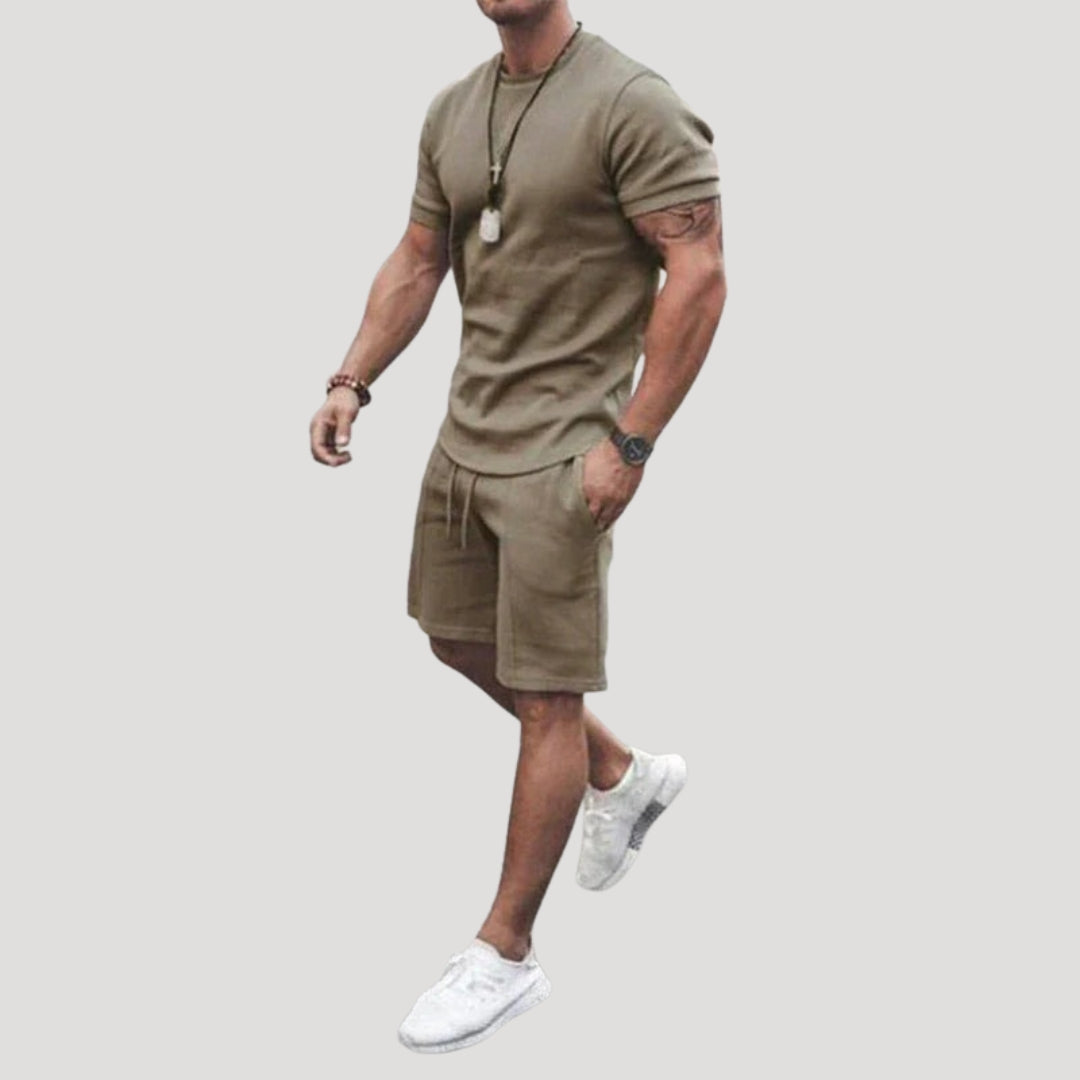 Herr tvådelat set med t shirt och shorts