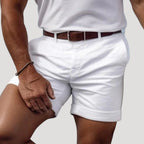 Herr chinos shorts med bälte och sidofickor