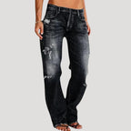 Dam baggy jeans straight distressed låg midja