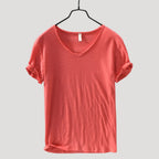 Herr v ringad t shirt med kort ärm slim fit stilren