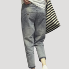 Dam Mom Jeans Högmidjade Avslappnad Passform Denimjeans