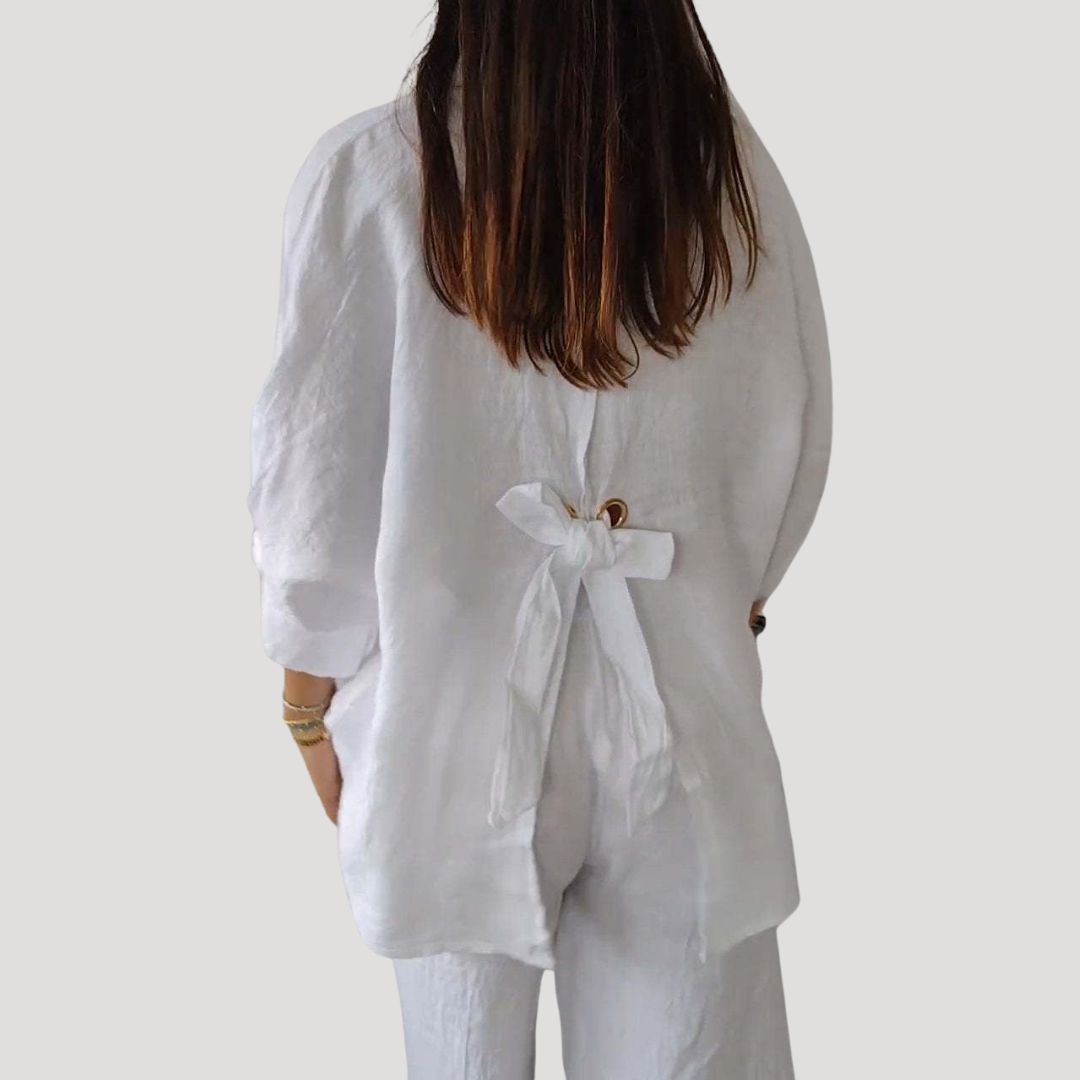 Dam linneskjorta långärmad skjorta dam