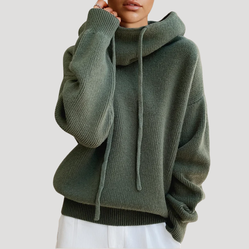 Dam Stickad Huvtröja Oversized Långärmad Vardagströja