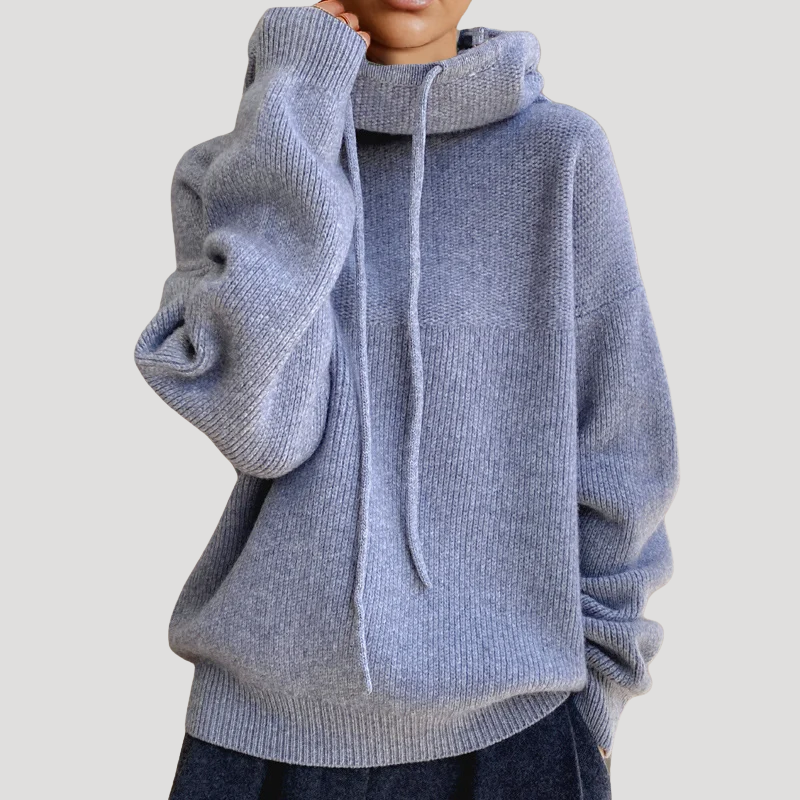 Dam Stickad Huvtröja Oversized Långärmad Vardagströja
