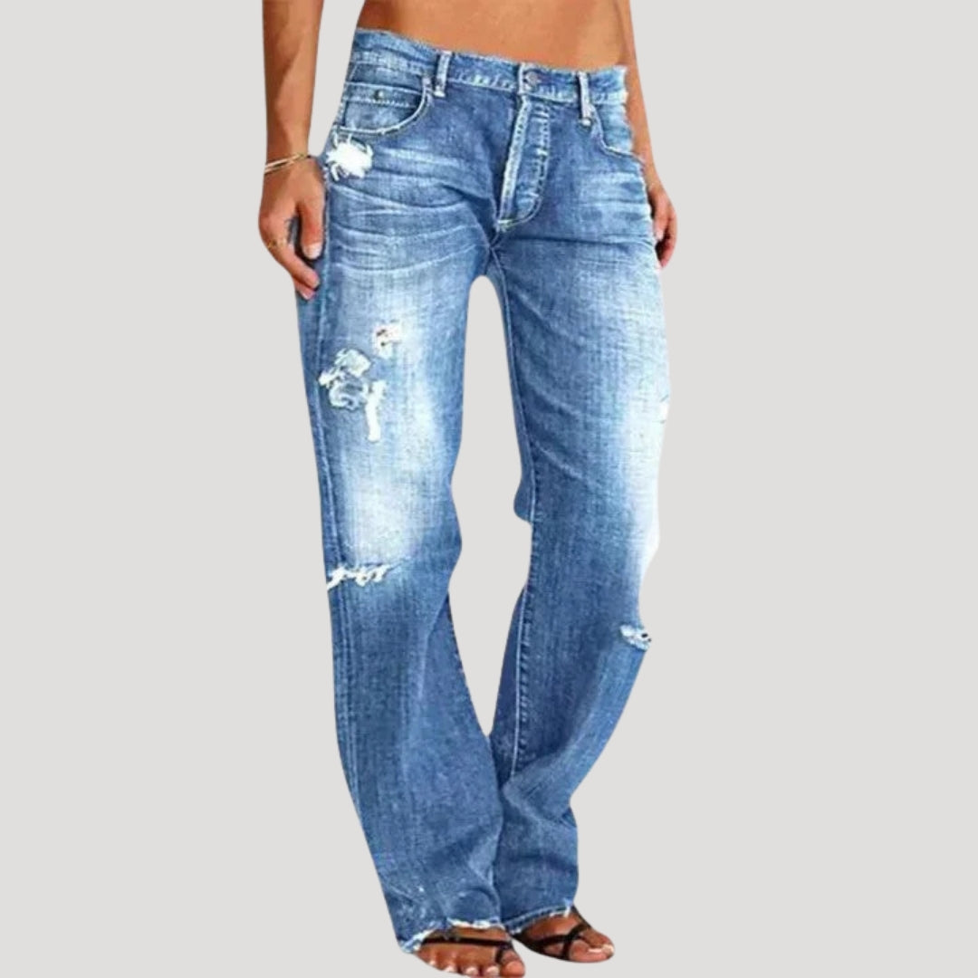 Dam baggy jeans straight distressed låg midja