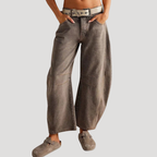 Dam Barreljeans Högmidjade Vida Denimjeans Avslappnad Passform