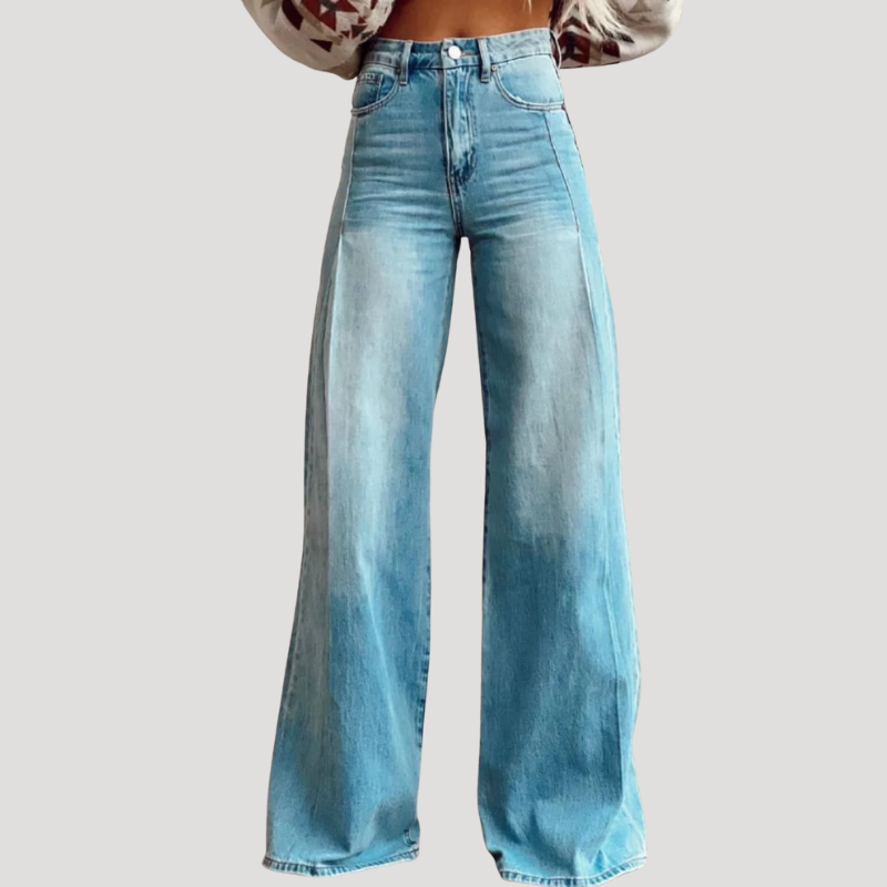 Dam Vida Jeans Högmidjade Raka Denim Stretch Byxor