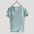 Herr v ringad t shirt med kort ärm slim fit stilren