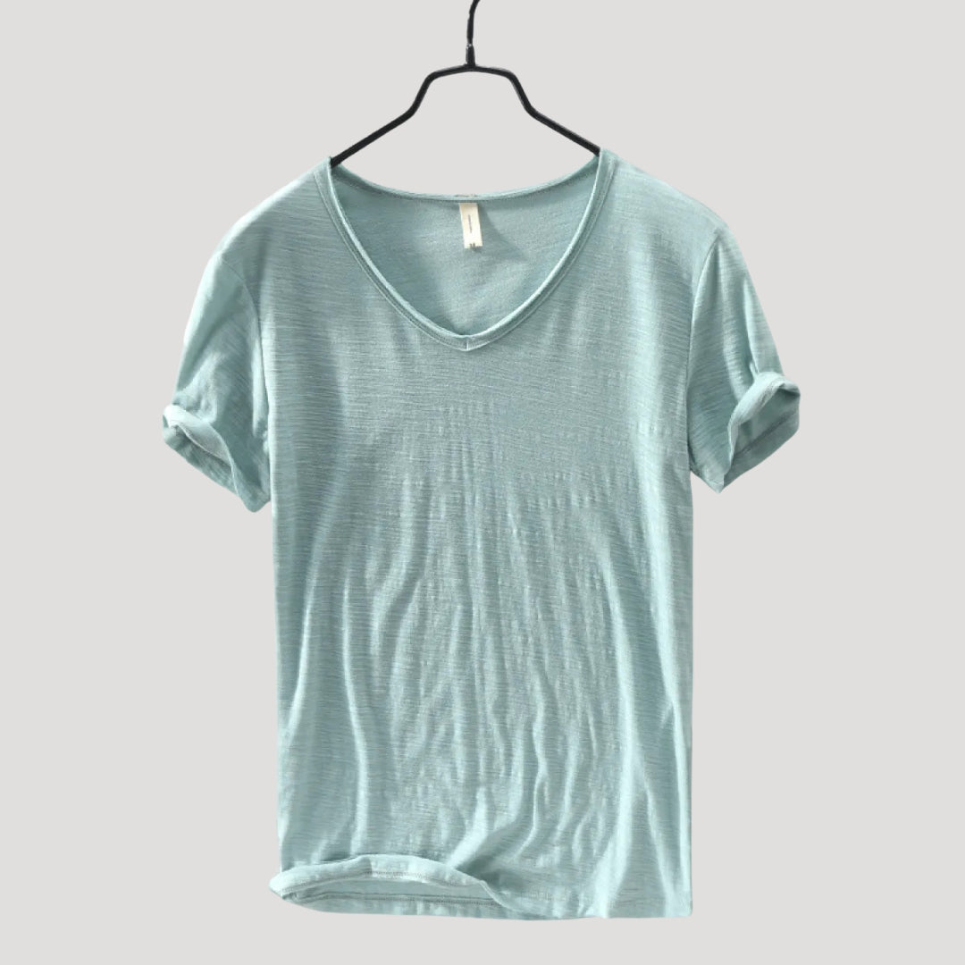 Herr v ringad t shirt med kort ärm slim fit stilren