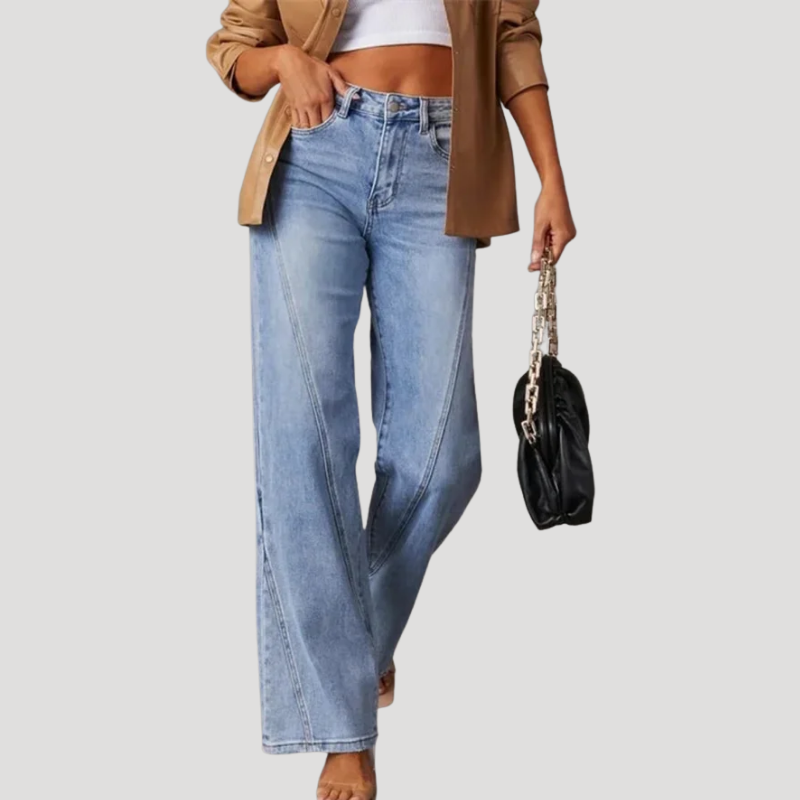 Dam Bootcut Jeans Högmidjade Stretch Utsvängda Denimjeans