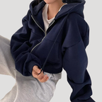 Dam Dragkedjehoodie Oversized Långärmad Loungekläder