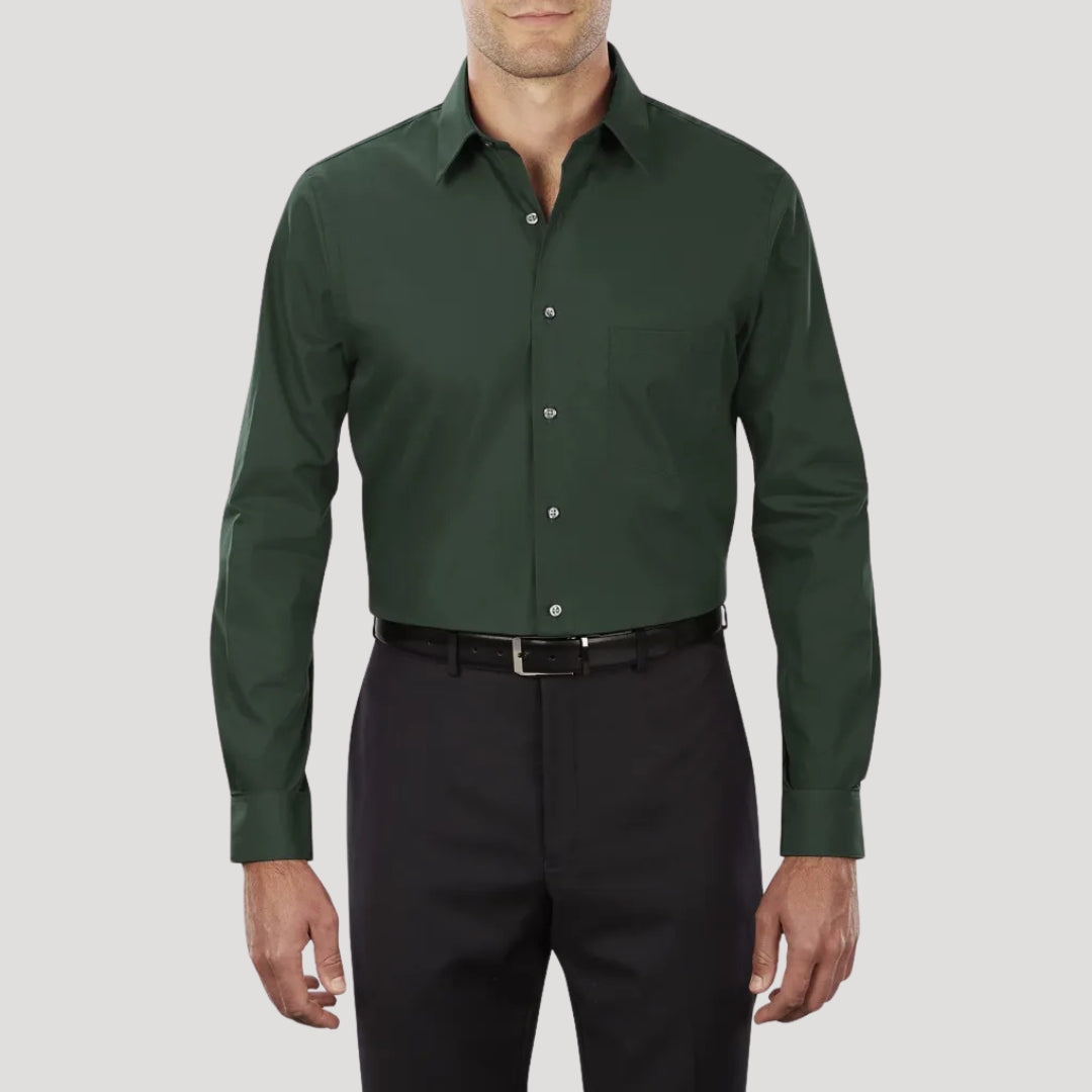 Herr skjorta med murarkrage slim fit långärmad klassisk