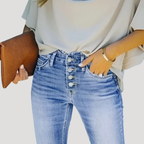 Dam Bootcut Jeans Hög Midja Utsvängd Passform