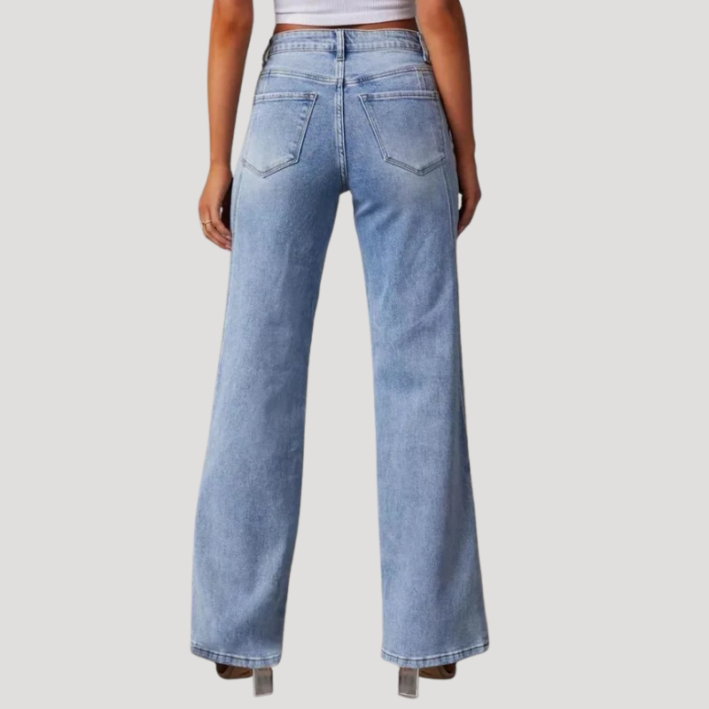 Dam Bootcut Jeans Högmidjade Stretch Utsvängda Denimjeans