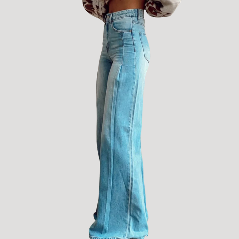 Dam Vida Jeans Högmidjade Raka Denim Stretch Byxor