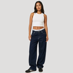 Dam Baggy Jeans Högmidjade Vida Denimjeans Avslappnad Passform