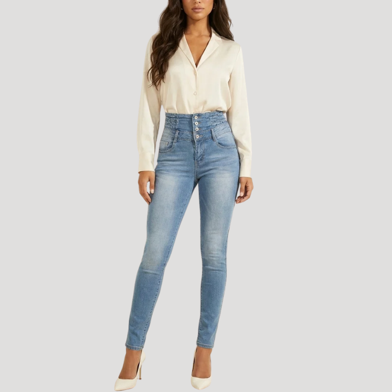 Dam Högmidjade Skinny Jeans Slim Fit Stretchdenim