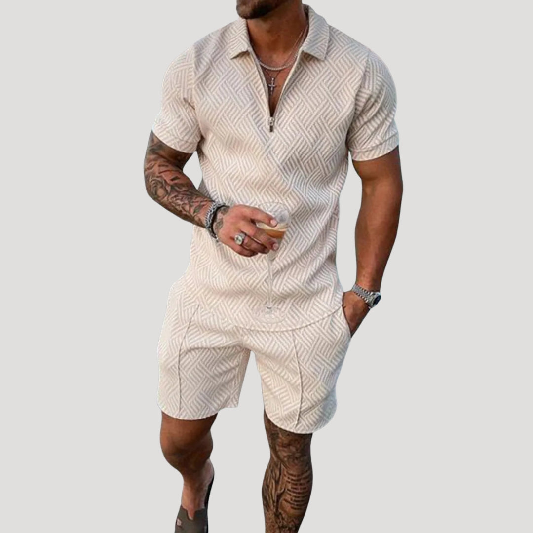 Herr shorts set kortärmad piké tvådelat sommar