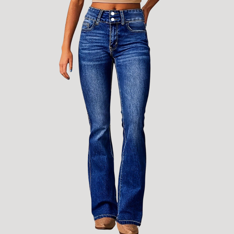 Dam Utsvängda Jeans Hög Midja Bootcut Passform