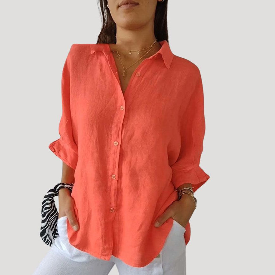 Dam linneskjorta långärmad skjorta dam