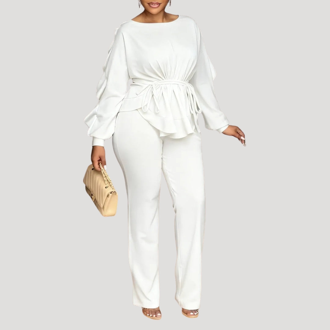 Dam tvådelat set med långärmad topp och byxa