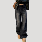 Dam svarta vida jeans med hög midja och rak passform