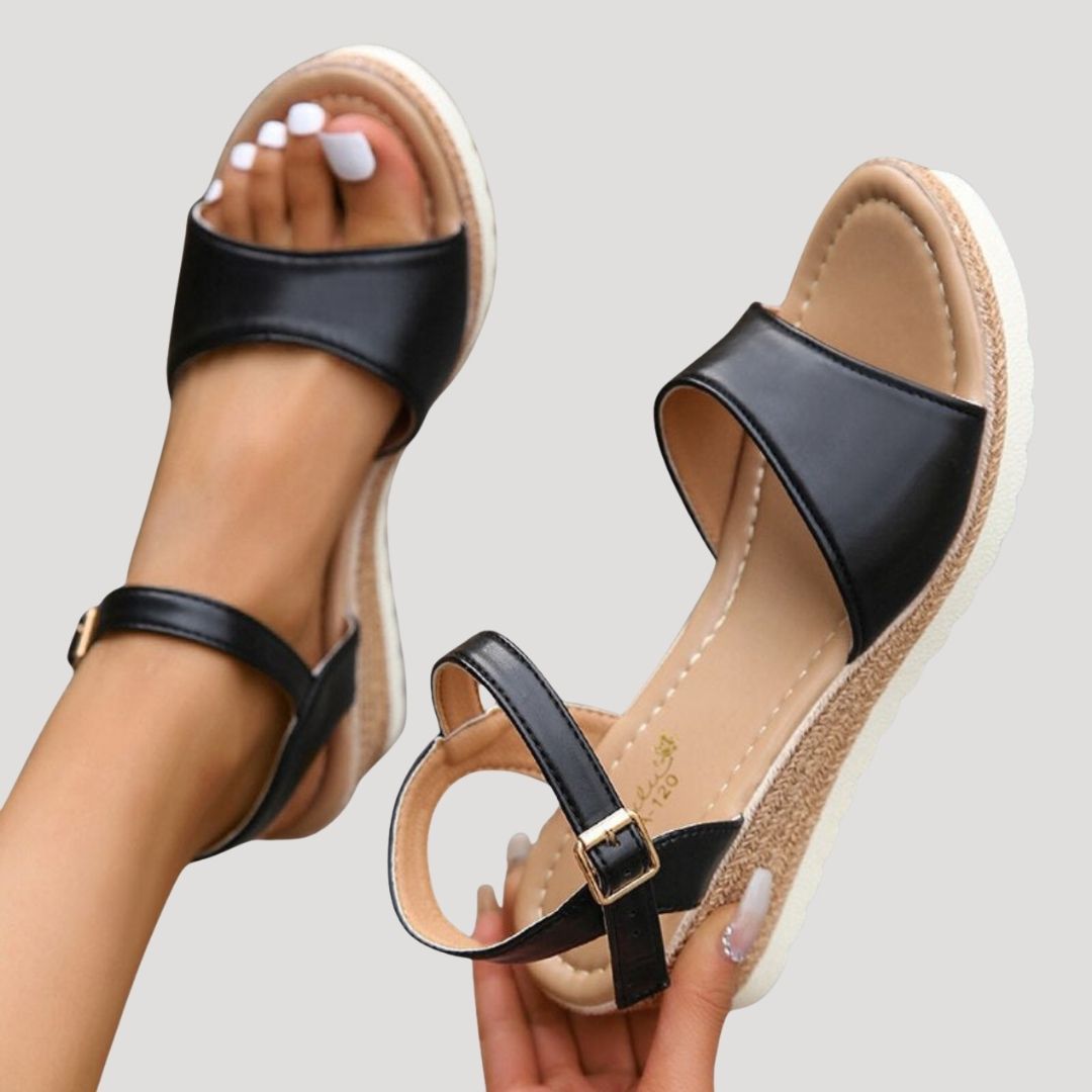 Dam platåsandaler sandaletter med rem och kilklack