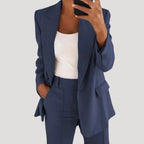Dam kostym set med blazer och kostymbyxor modern passform