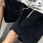Herr cargo shorts svarta knälånga med benfickor