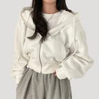 Dam Dragkedjehoodie Oversized Långärmad Loungekläder
