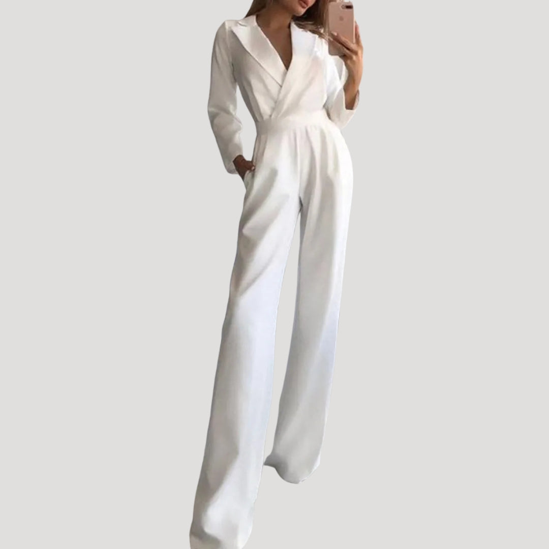 Dam jumpsuit med vida ben och lång ärm