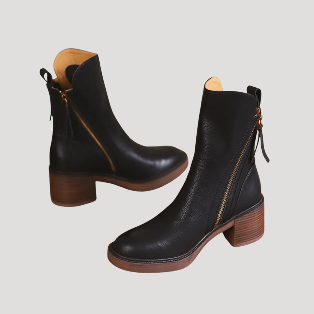 Dam ankelboots med klack dragkedja bekväma stilrena skor