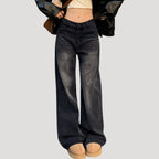 Dam svarta vida jeans med hög midja och rak passform