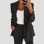 Dam kostym set med blazer och kostymbyxor modern passform