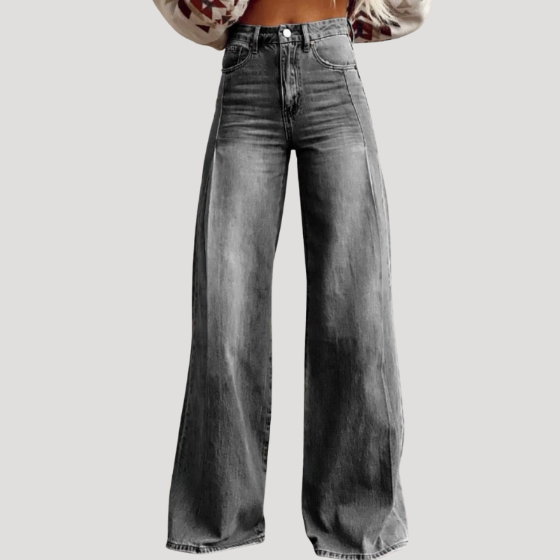 Dam Vida Jeans Högmidjade Raka Denim Stretch Byxor