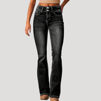 Dam Bootcut Jeans Slim Fit Högmidjade Stretch Denimjeans