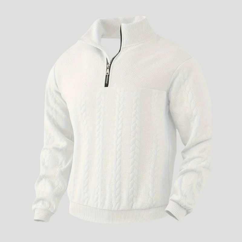 Herrtröja Stickad Half Zip Ziptröja Kabelstickad Vardag