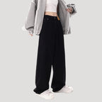 Dam högmidjade svarta vida denimjeans med breda ben och lös passform